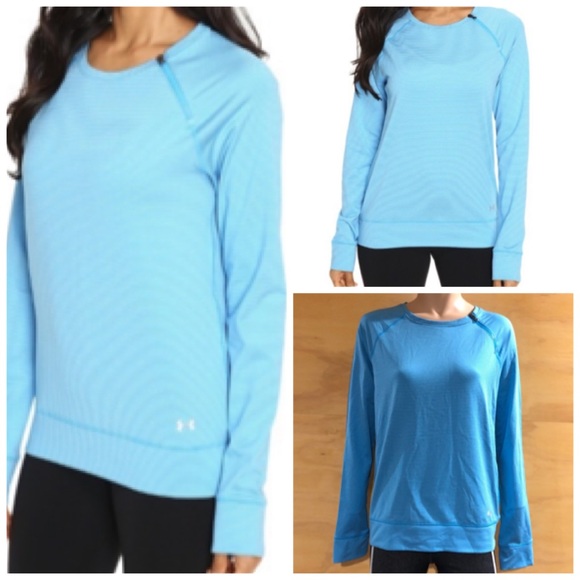 UA ColdGear CozyZip Crew Microstripe Blue - Picture 1 of 9